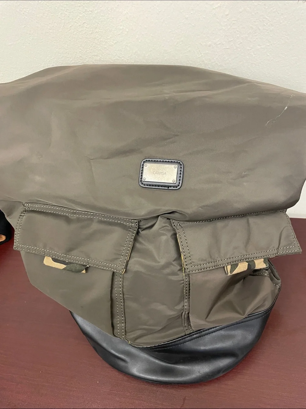 Olive Nylon Backpack with Black Base by CARPISA